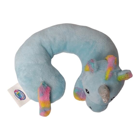 CLOUDZ PLUSH Unicorn Neck Travel Pillow Blue Rainbow Vacation Home Kids Childs - Picture 5 of 7